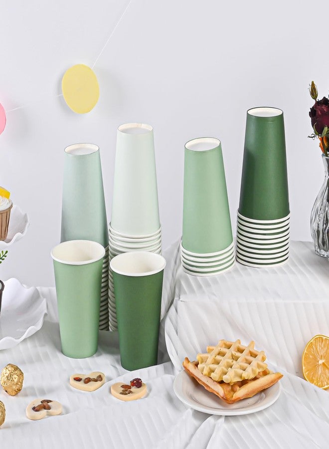 AimFun 100Pcs Sage Green Paper Cups 12oz Gradient Green Party Cups Birthday Bridal Baby Shower Disposable Drinking Cups for Hot Cold Drinks Beverage Coffee Wedding Christmas Party Supplies - Image 4